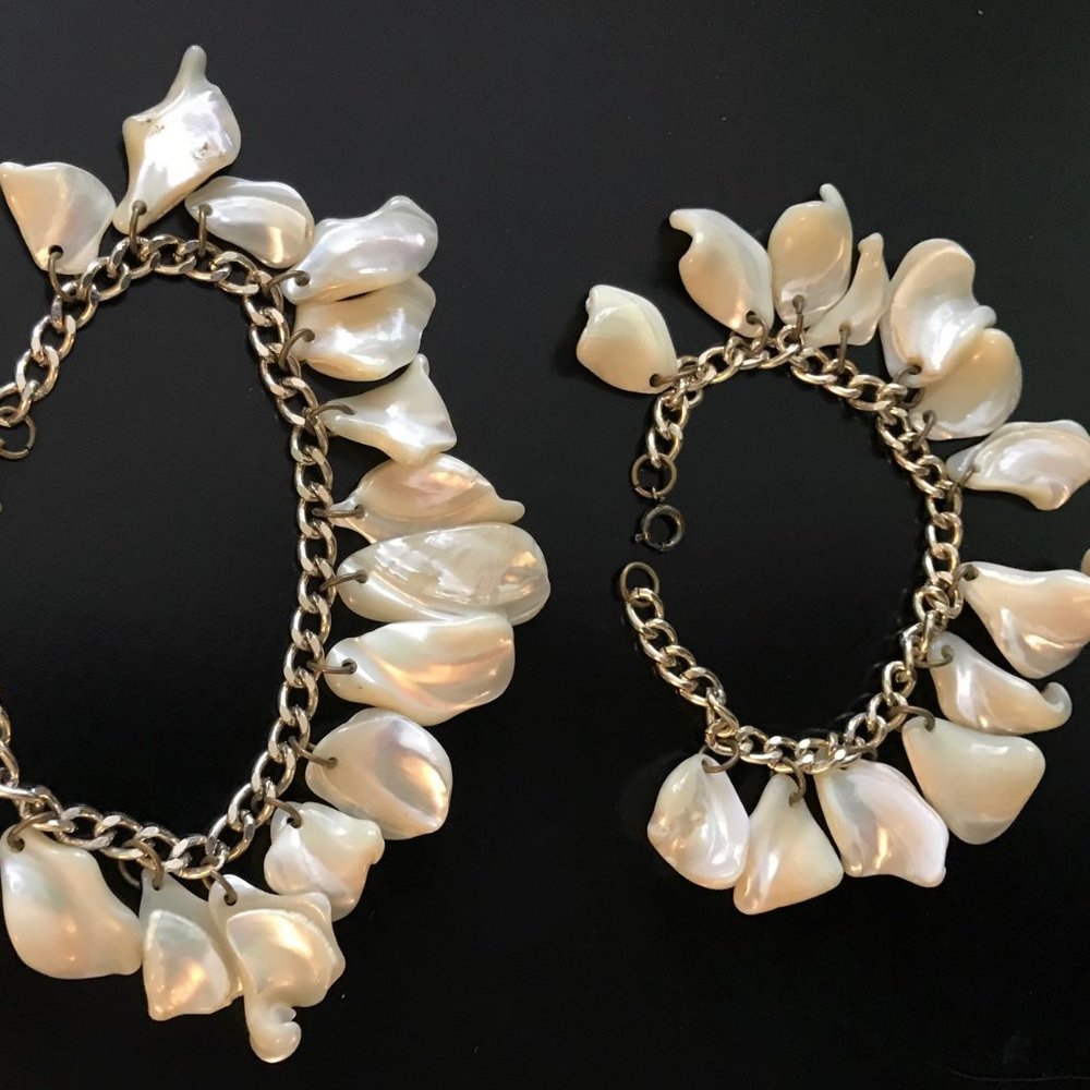 Vintage Mother of Pearl Shell Dangle Bracelets - Choice of Two